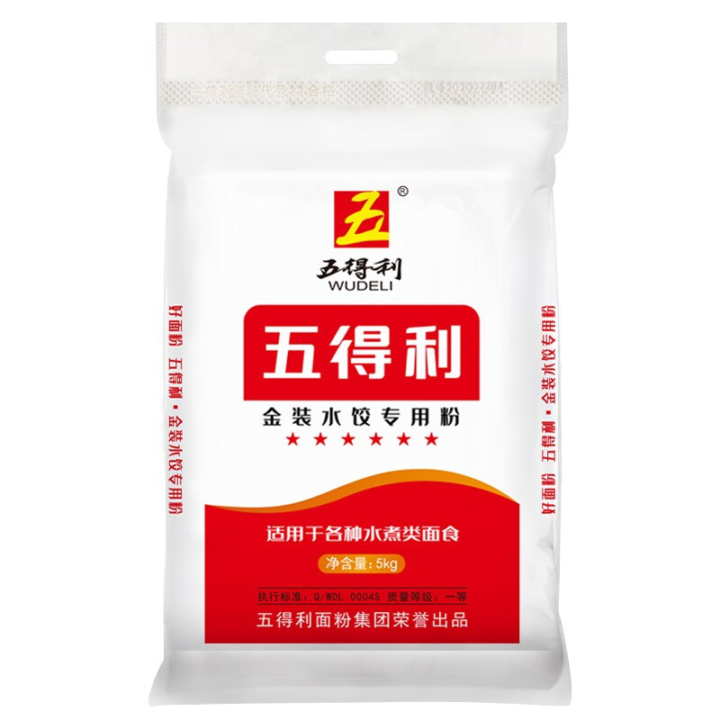 五得利 六星 金袋饺子用小麦粉 5kg 31.92元