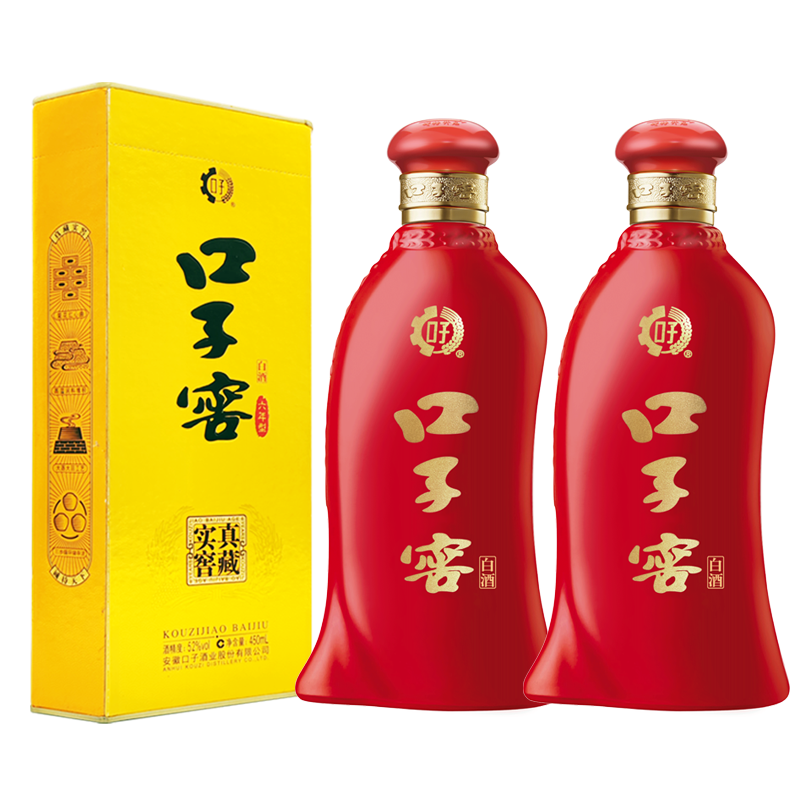 plus会员：口子窖 六年型 兼香型白酒 52度 450ml*2瓶礼盒装 送礼宴请 216.36元（