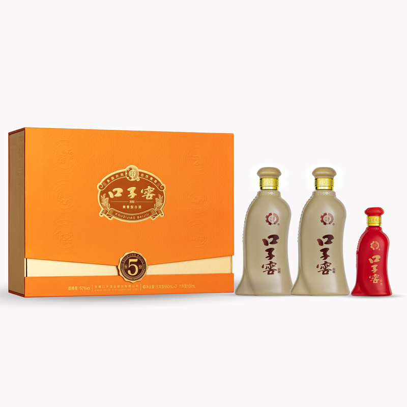 口子窖 白酒年货送礼 五年型50度550ML*2瓶（含礼袋） 白酒礼盒装瓶送礼 50度 