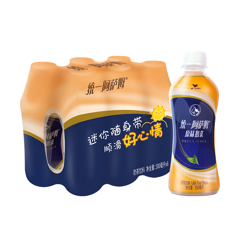 统一 阿萨姆 原味奶茶 6入装奶茶饮料 300ml*6瓶/件 券后7.