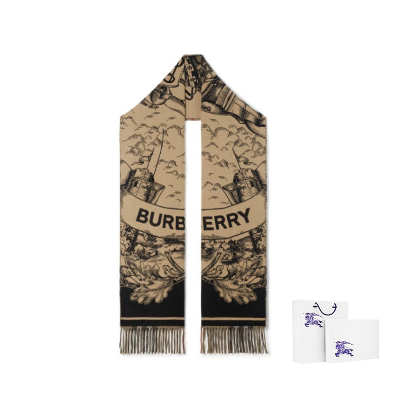 百亿补贴：BURBERRY 博柏利 马术骑士徽标 双面 羊绒提花 围巾 8073768 4549元