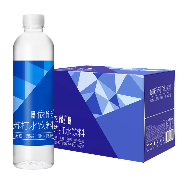 依能 锌强化 无糖无汽弱碱0脂0卡 苏打水饮料 500ml*15瓶 *2件 37.64元（合18.82元