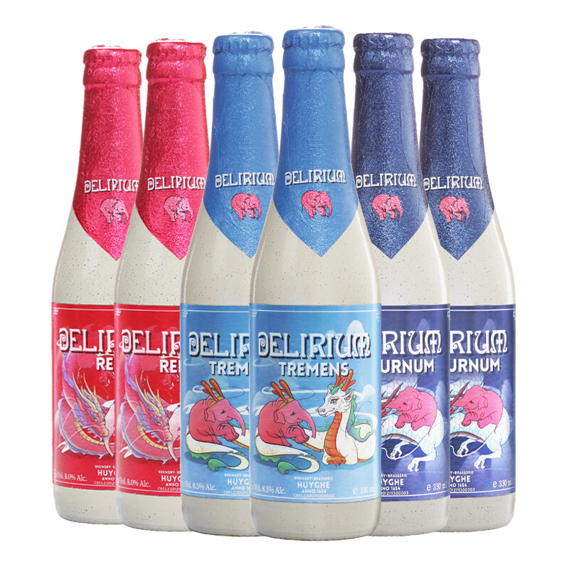 DELIRIUM 粉象 精酿啤酒 龙年限定版 深/浅/给劲各2瓶 330mL 6瓶 89元（需用券）