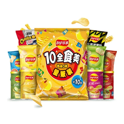 88VIP、需福袋：Lay’s 乐事 10全食美 薯片零食大礼包 410g 返后18.74元包邮（21.