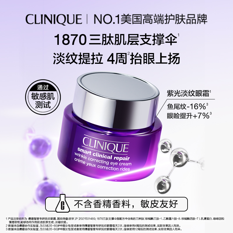 CLINIQUE 倩碧 紫光抗老眼霜眼部精华 多肽抗皱滋润紧致淡纹 408.5元（需用券