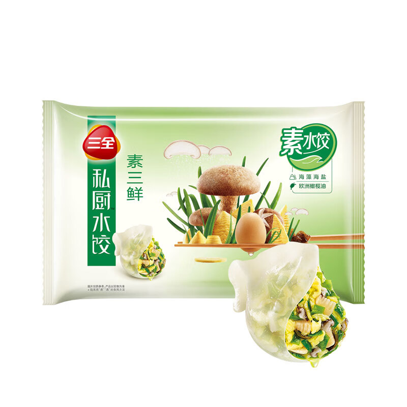 三全 虾皇饺 私厨素三鲜素水饺600g(36只) 16.13元（需买3件，需用券）