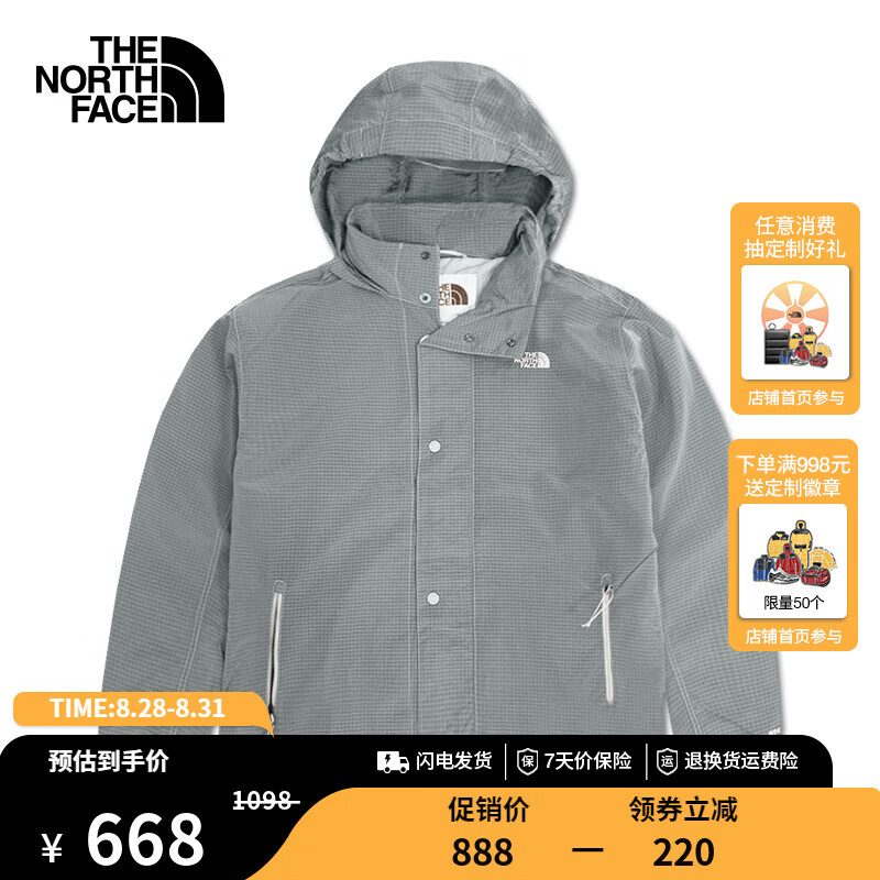 THE NORTH FACE 北面 DWR防泼水防风夹克男户外休闲防风外套24春季|83QX A0M/灰色 L/