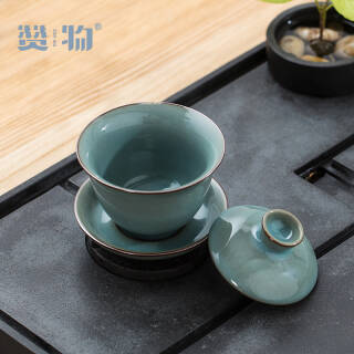 赞物龙泉青瓷三才盖碗铁胎陶瓷手工茶杯单个大号泡茶碗功夫不烫手58元