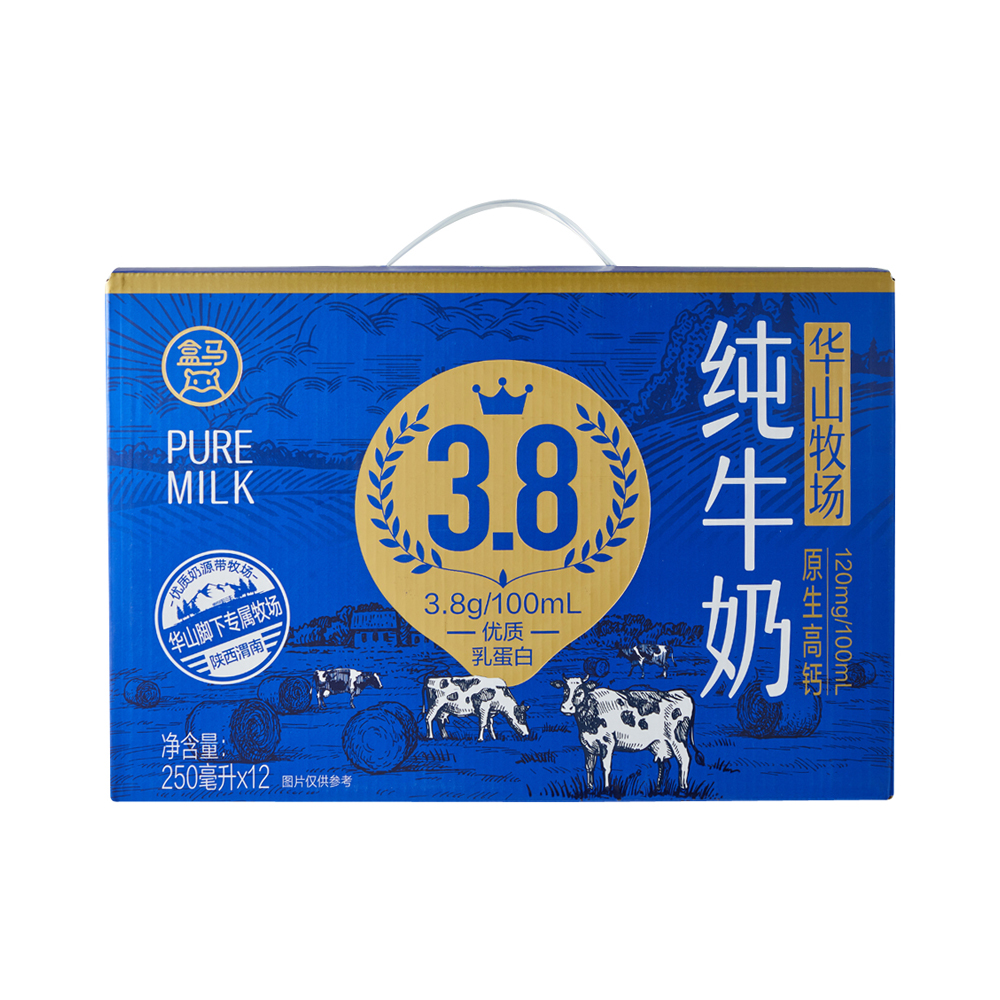 盒马 华山牧场3.8g乳蛋白纯牛奶 250ml*12 46.9元（需用券）