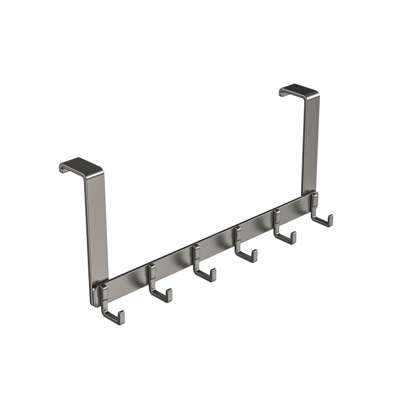 爱嘉莉 门后挂衣架 挂钩挂衣架 免打孔 门后立式 不伤门 【枪灰短款12cm6钩