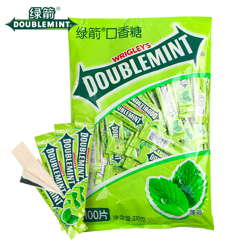 DOUBLEMINT 绿箭 口香糖盒装100片装 9.9元