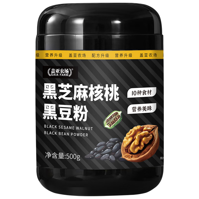 盖亚农场 黑芝麻核桃黑豆粉500g ￥11.9