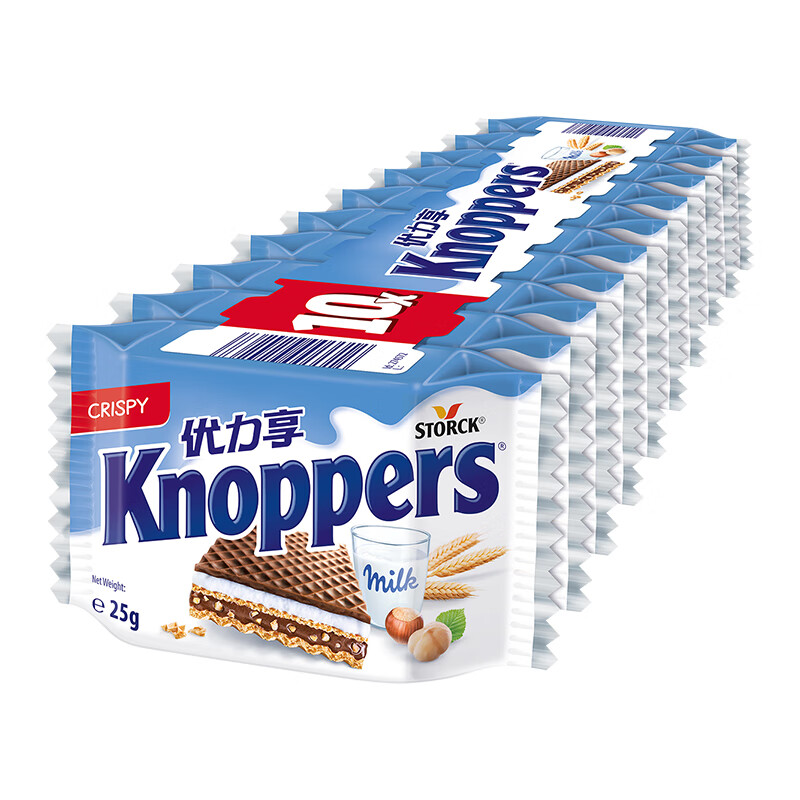 Knoppers 优立享 牛奶榛子巧克力威化饼干 250g 12.23元（需买7件，需用券）