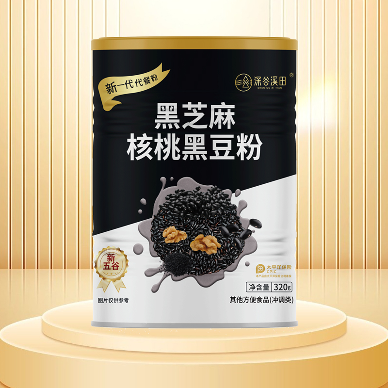 深谷溪田 黑芝麻核桃黑豆粉 320g 1罐 9.95元（需买2件，需用券）