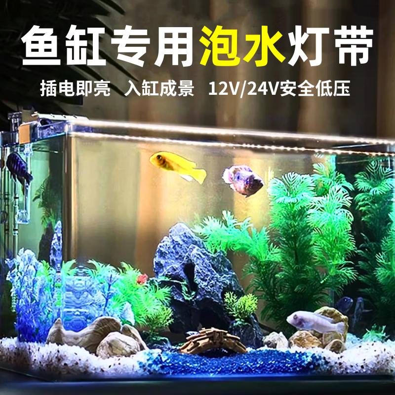 LABOTlabot鱼缸灯带24v低压泡水下led灯条景观古法水池氛围防水2米插电 8.0米鱼