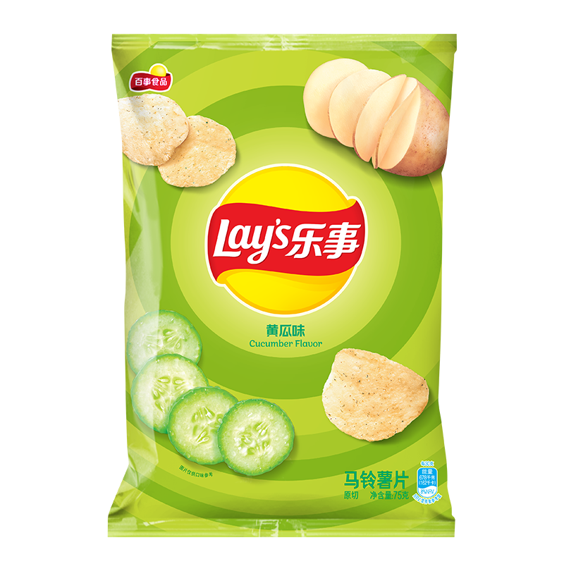 Plus会员、概率券：Lays 乐事 薯片 黄瓜味 75克*2件 5.64元包邮（合2.82元/件）