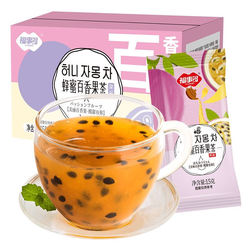 FUSIDO 福事多 蜂蜜百香果果酱茶450g便携冲饮泡水喝饮品0脂肪30条独立装 18.9