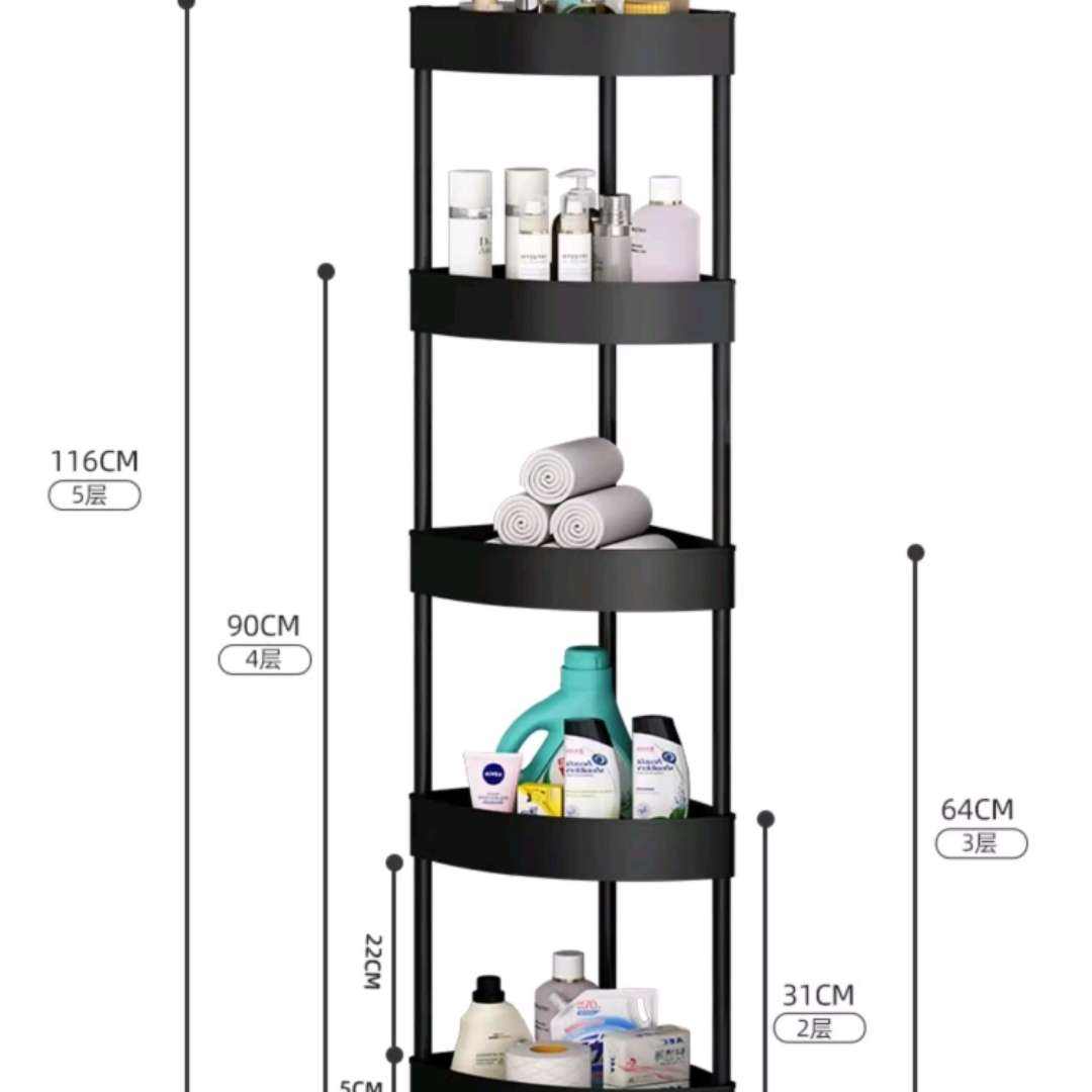 坤奉卫生间墙角转角落地置物架多层 小号白色不可移动 3层 1.8元+包邮+首购