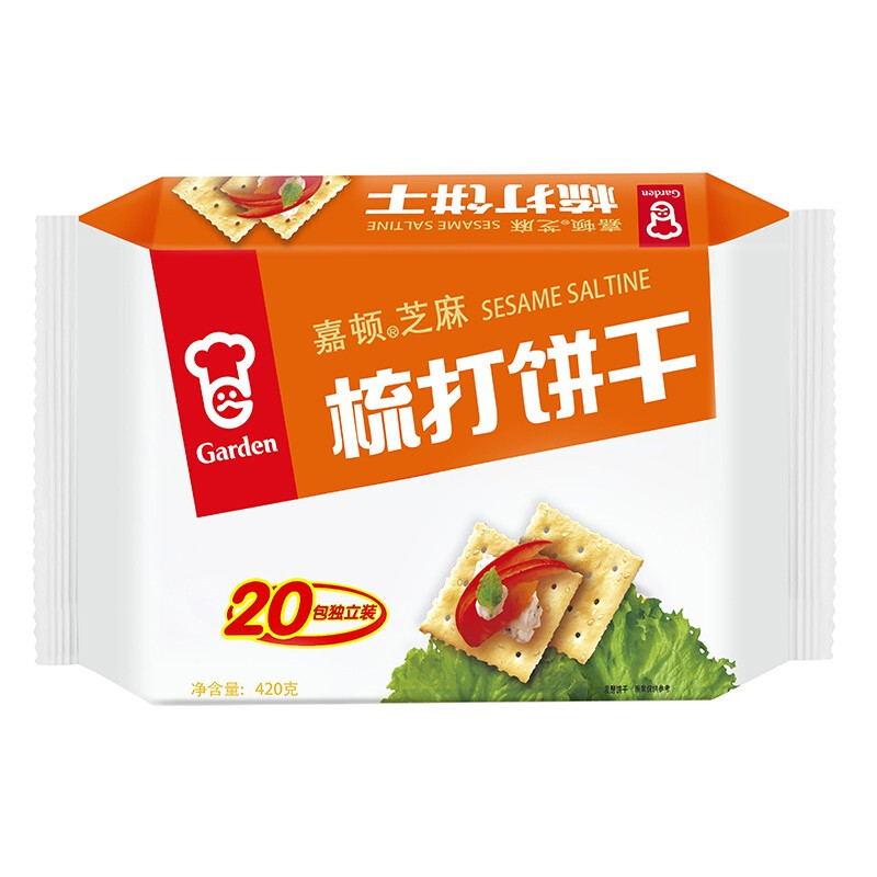 Garden 嘉顿 梳打饼干 芝麻味 420g 7.36元