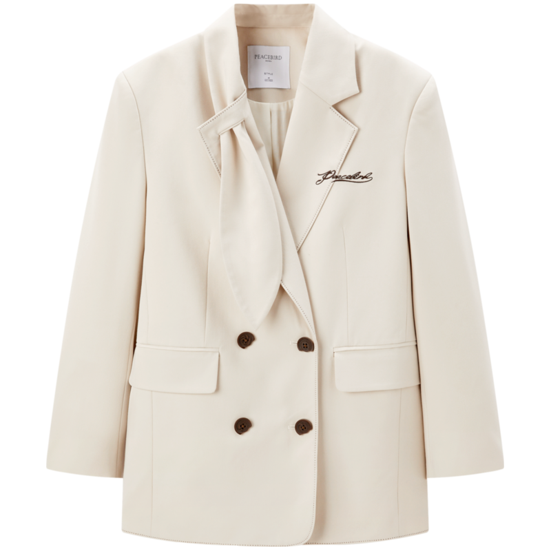太平鸟 春季时尚双排扣学院风美拉德色系西装外套女通勤穿 109元