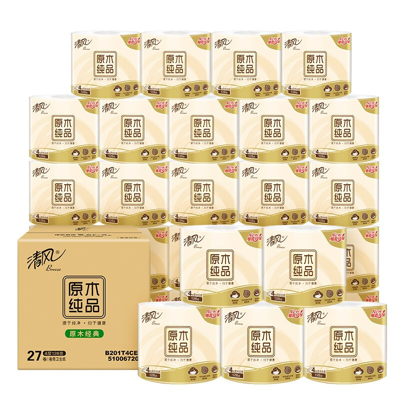 Breeze 清风 原木纯品 卷纸 4层128g27卷 34.9元（需用券）