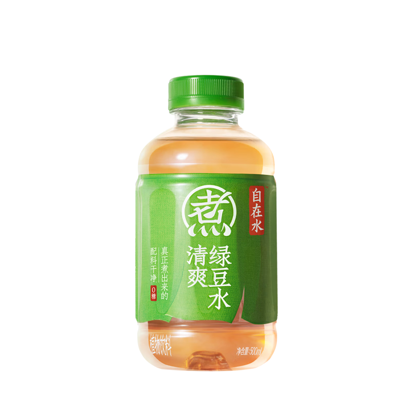 plus会员、概率券：元气森林自在水清爽绿豆水无糖茶饮料 500mL*12瓶装整箱 36