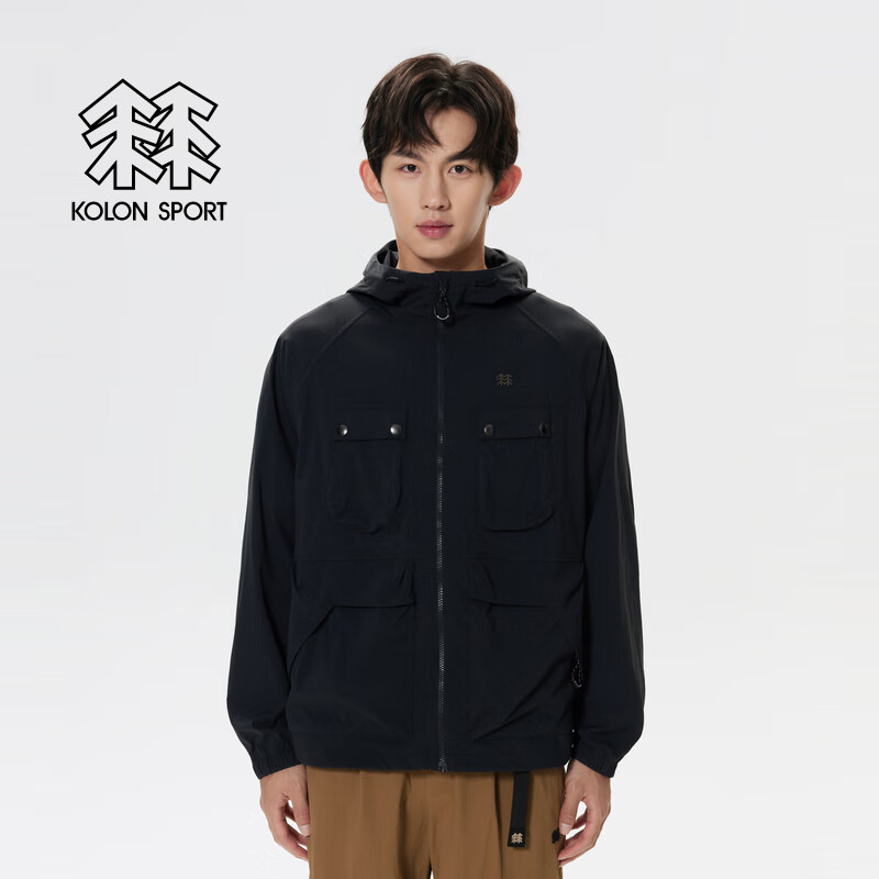 PLUS会员：KOLON SPORT 男女同款户外防泼水运动外套 LUJK4AT518-BK 1148.5元包邮（需