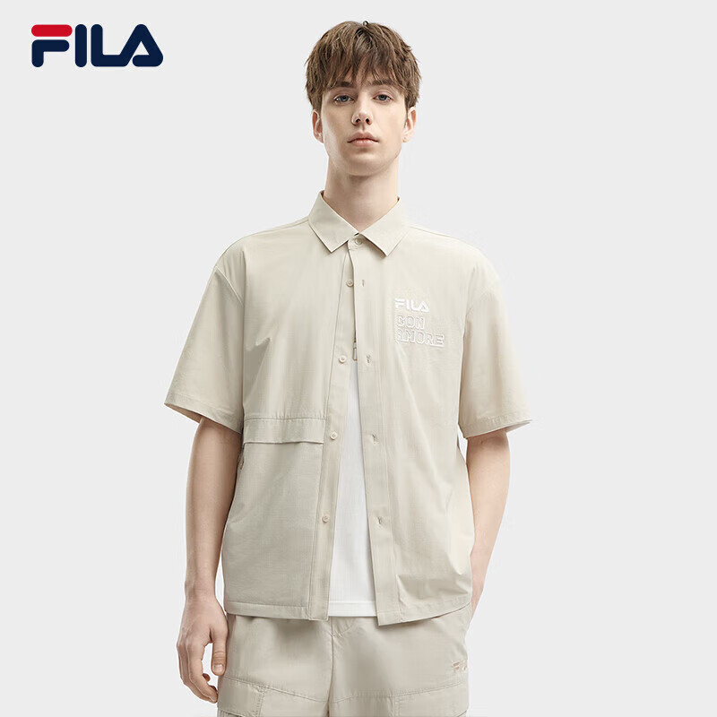 FILA 斐乐 官方男子梭织短袖衬衫2024夏简约休闲时尚宽松上衣 649元（需用券