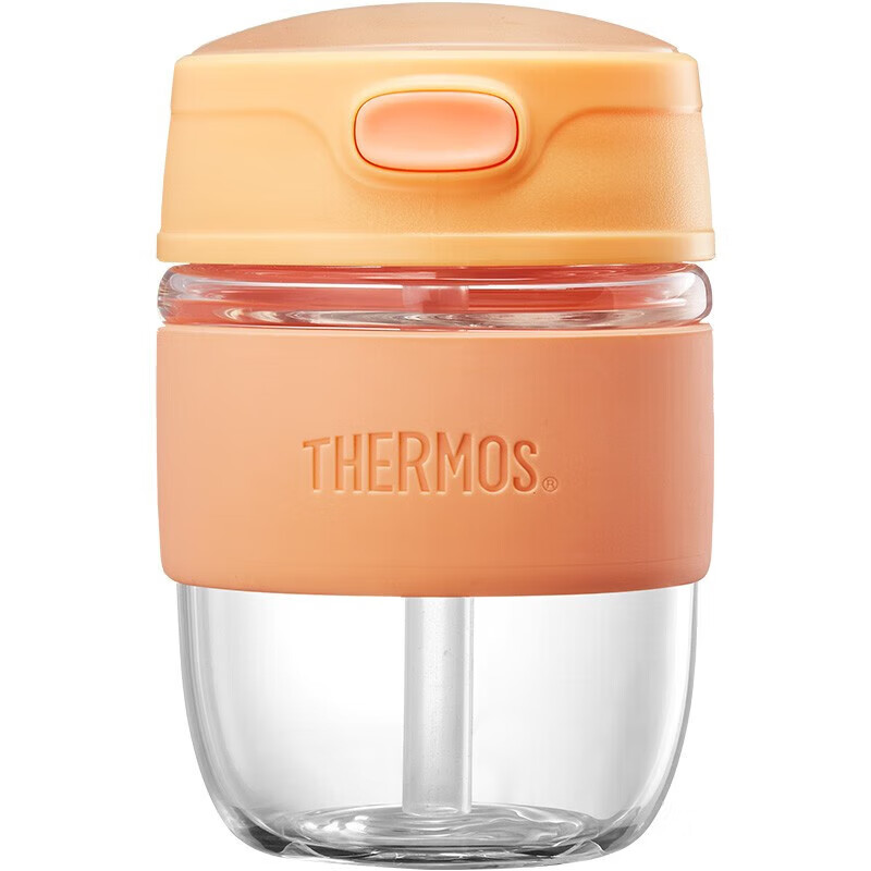 THERMOS 膳魔师 玻璃杯咖啡冷萃杯单层吸管410ml男女随手杯TCGK-410S OR 64.55元