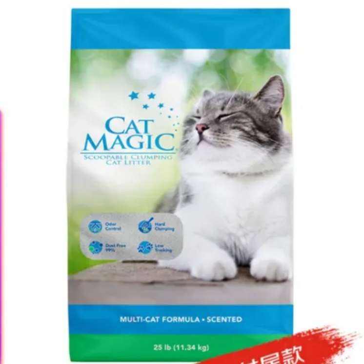 plus，预售：喵洁客（CAT MAGIC） 矿砂钠基矿石膨润土猫砂 蓝标 25磅*2份 167.6