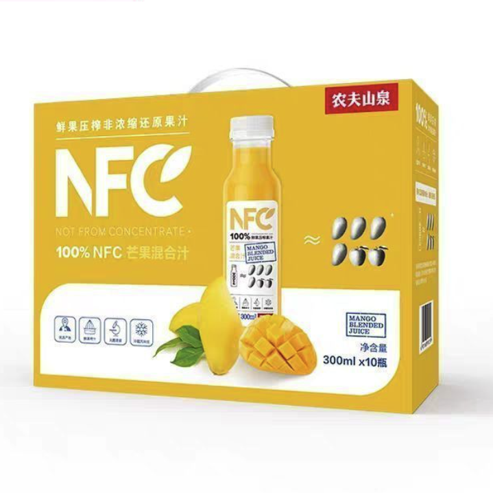 农夫山泉 NFC果汁饮料 100%NFC芒果混合汁300ml*10瓶 礼盒 51.37元