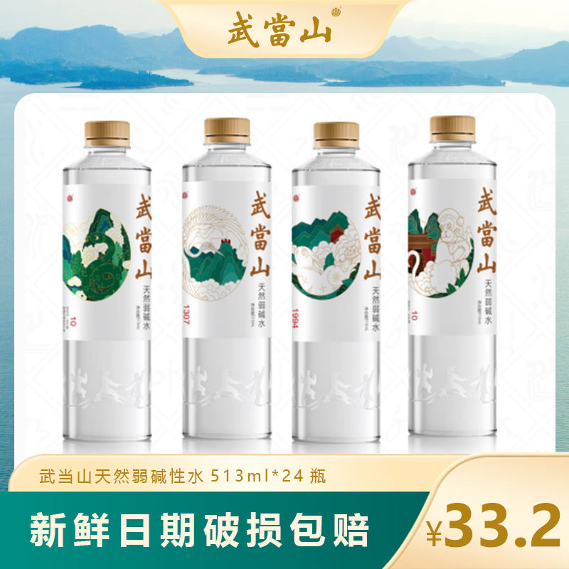 武当山 天然水 天然弱碱水513ml*24瓶塑膜装 丹江口深层水源 26.17元（需买3件