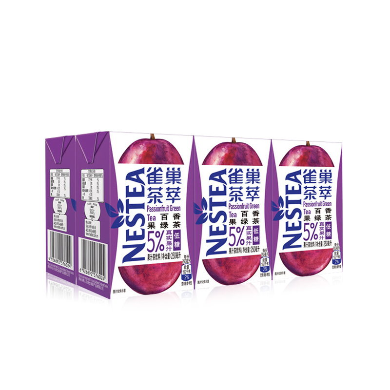 Nestlé 雀巢 Nestle 雀巢 茶萃百香果绿茶果汁 茶饮料250ml*24包 整箱 29.66元（需