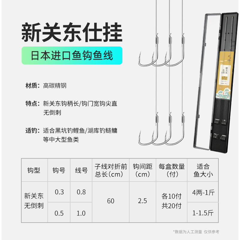 川泽 新关东鱼钩正品绑好子线双钩成品套装钓鱼神器鲫鲤大物鲢鳙钩 11.73元