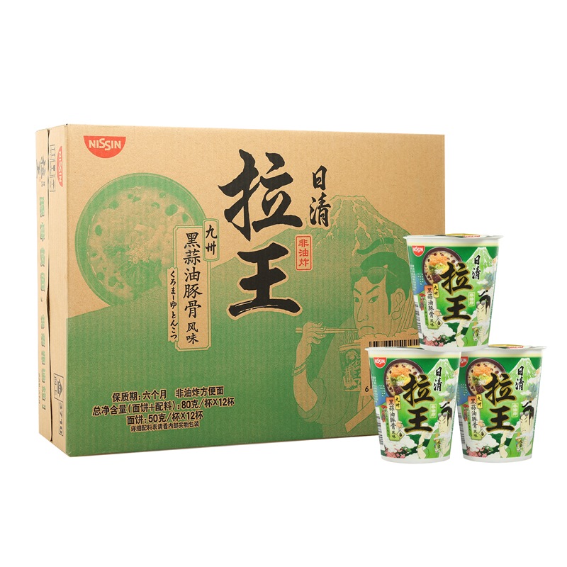 NISSIN 日清食品 拉王 方便面 九州黑蒜油豚骨风味 960g ￥40.09