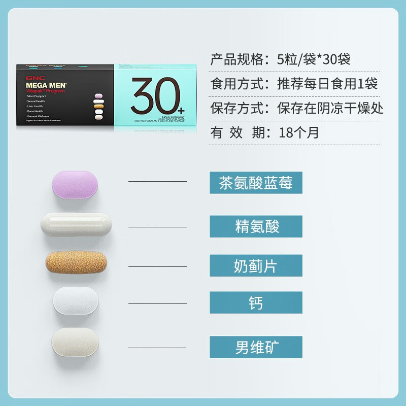 PLUS会员：GNC 健安喜 男性Vitapak30+ 163.33元（需用券）