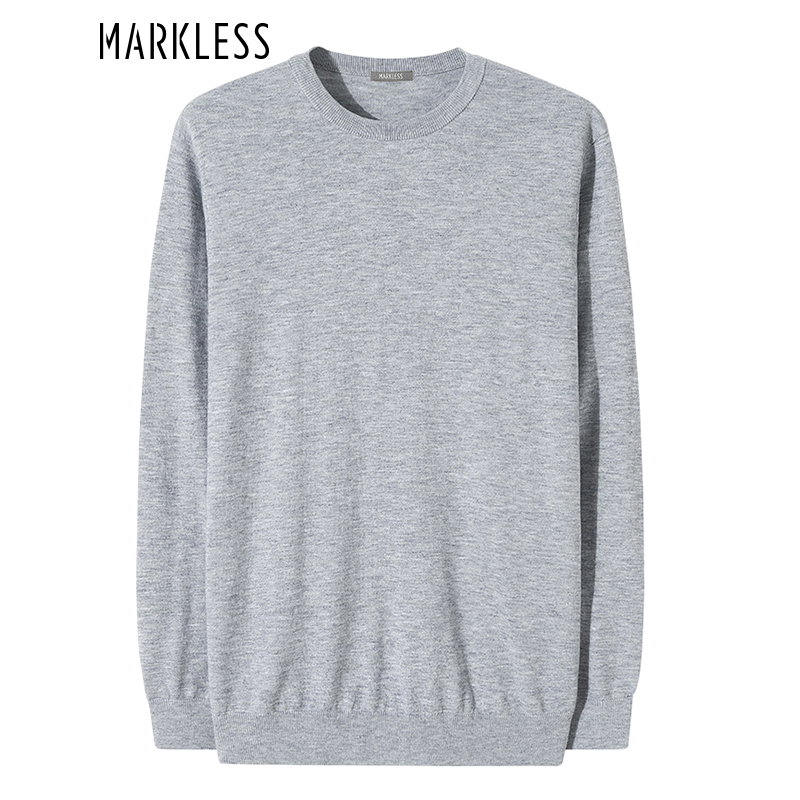 Markless 软糯纯色打底衫男士套头毛衣圆领上衣MSB1726M-1 浅花灰 185/XXL 49元（需