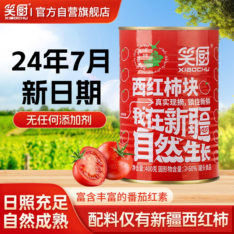 XIAOCHU 笑厨 西红柿块400g*1罐 0添加剂水果番茄罐头 4.83元