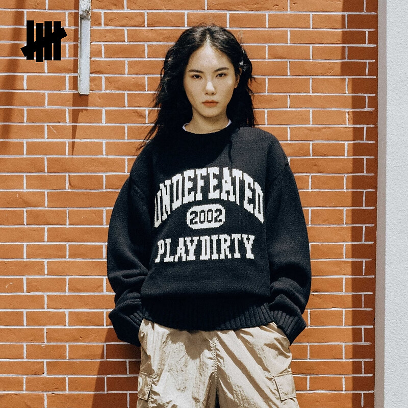 UNDEFEATED 潮流美式宽松圆领提花毛衣 24 黑色 XL 989.1元（需用券）