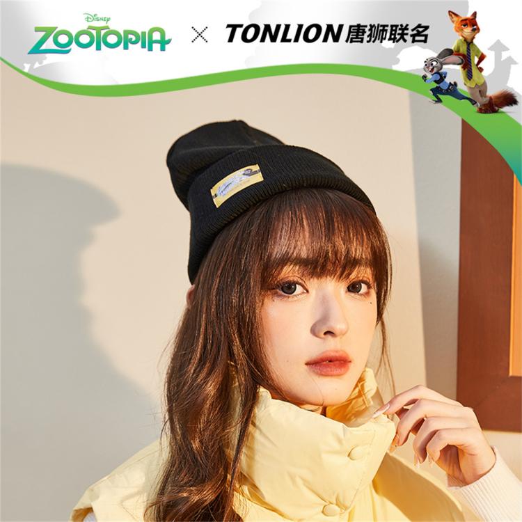 TONLION 唐狮 帽子女秋冬动物城针织帽百搭冷帽保暖毛线帽黑色 14元