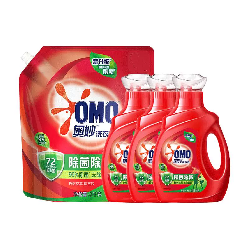 OMO 奥妙 除菌除螨洗衣液950g*3+袋装3KG ￥30.51