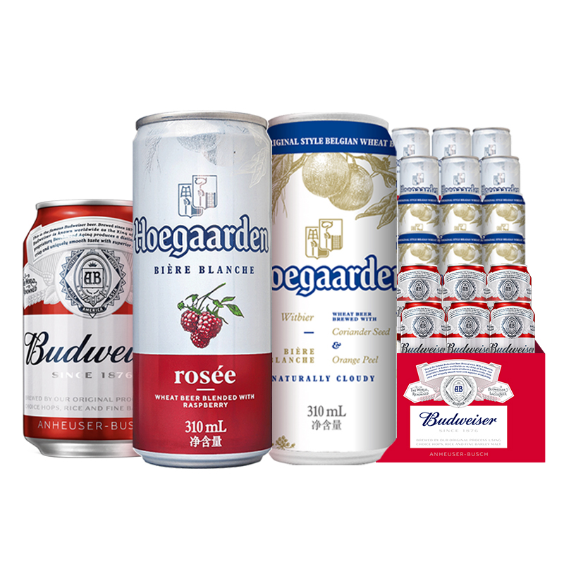 Budweiser 百威 啤酒超级桶醇正330ml*6听+福佳310ml*6听+福佳红310ml*6听 88.74元（需