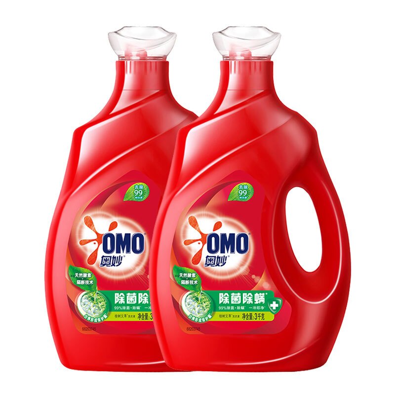 OMO 奥妙 除菌除螨酵素洗衣液 3kg*2瓶 持久留香 60.9元（需用券）