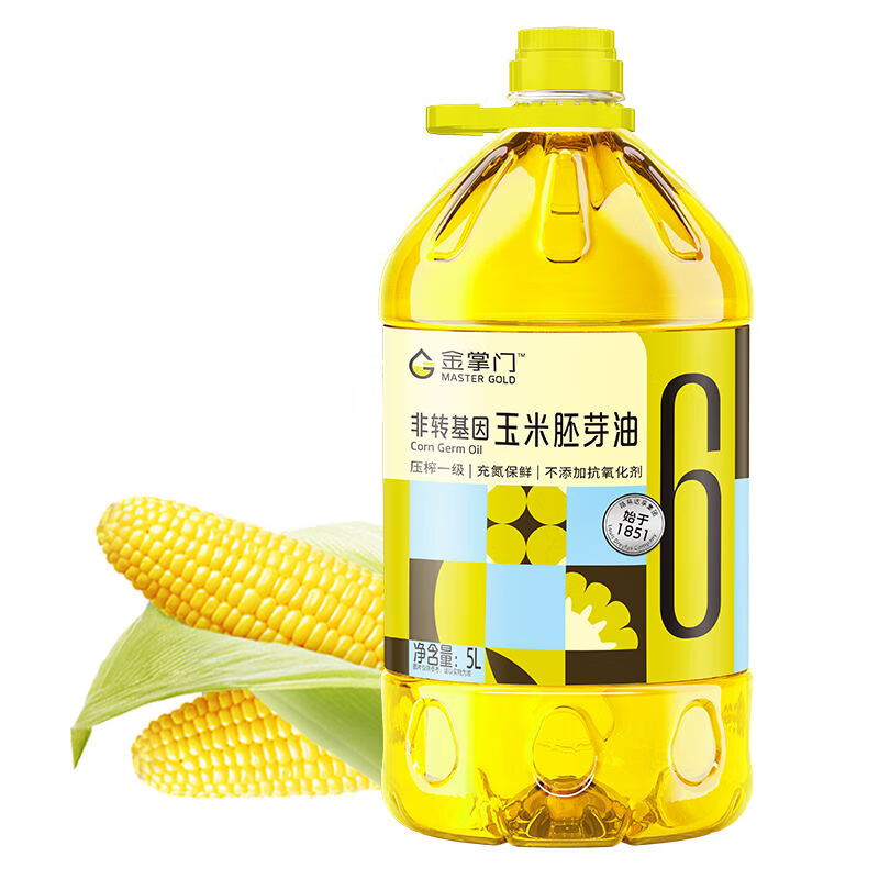 新活动： mastergold 金掌门 非转基因 玉米胚芽油 5L *3件 118.68元合39.56元/件