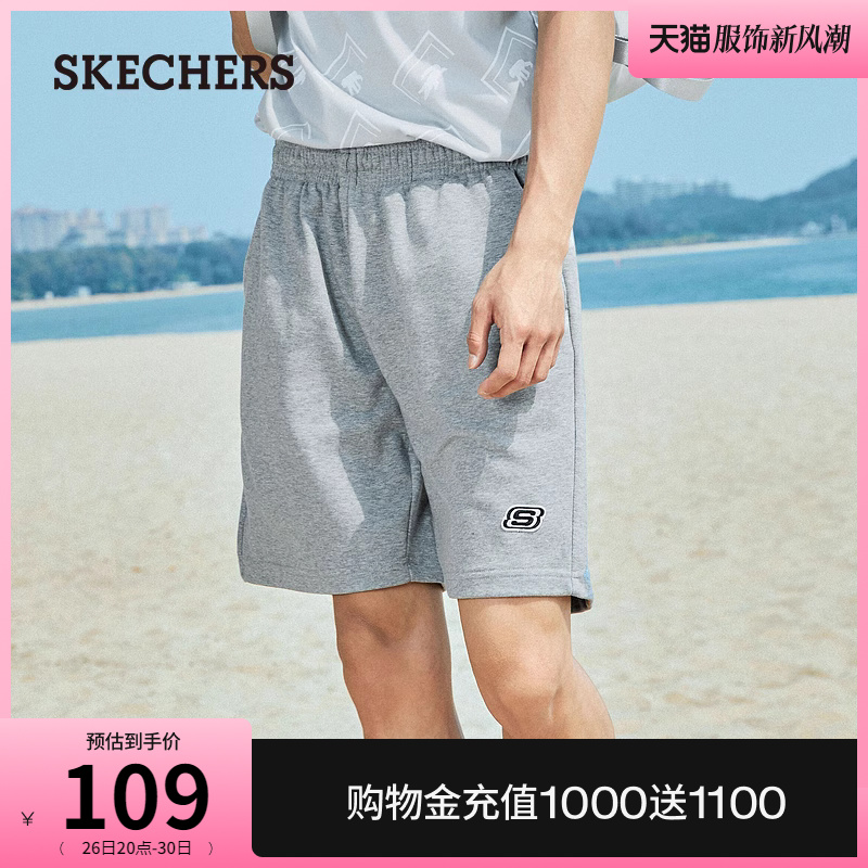 SKECHERS 斯凯奇 缤纷休闲系列夏季男针织宽松舒适简约运动裤短裤 81.38元（需