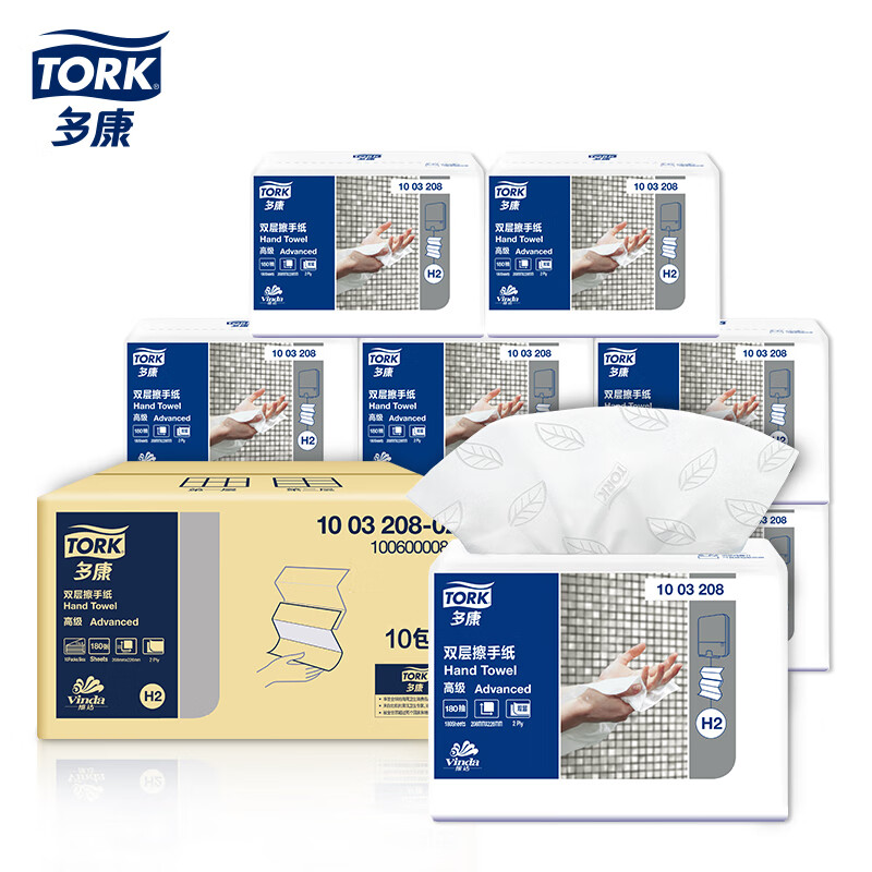 PLUS会员：TORK 多康 抽纸 2层180抽10包 72.6元（双重优惠）