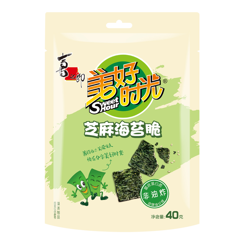 plus会员：美好时光 芝麻海苔脆 40g 每袋约37片装 4.41元（需领券）