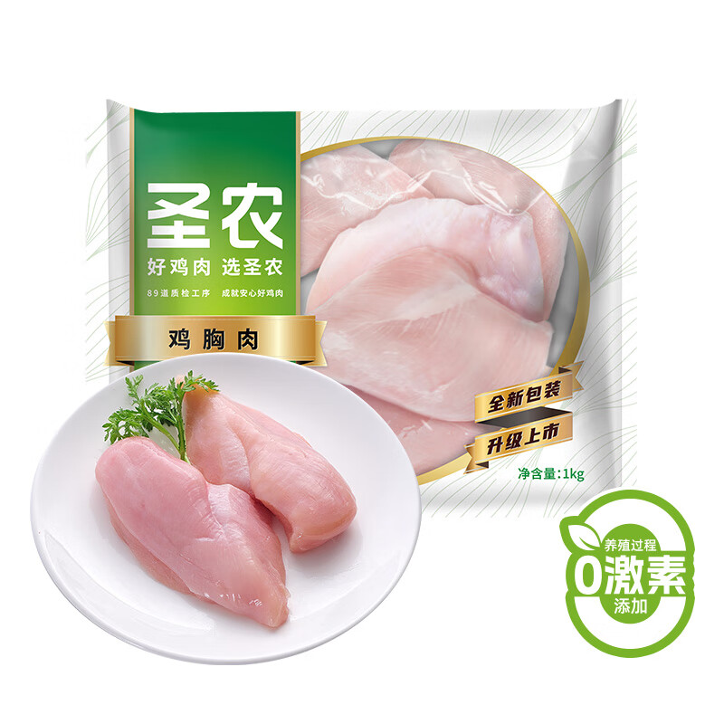 再降价、PLUS会员：圣农 白羽鸡胸肉1kg*7件（琵琶腿、鸡翅根可选） 88.95元（