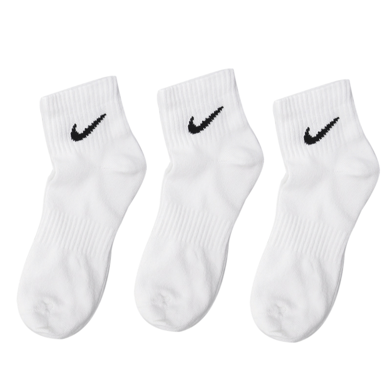 NIKE 耐克 三双装男袜女袜2023冬季新款运动袜白色中筒袜SX7677-100 59元（需买3