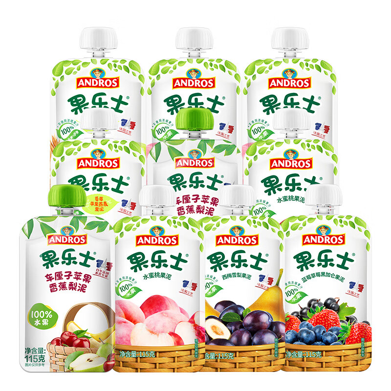 Fruit Me Up 果乐士 儿童多口味佐餐果泥 115g*10袋+60g*3 76.6元（需用券）